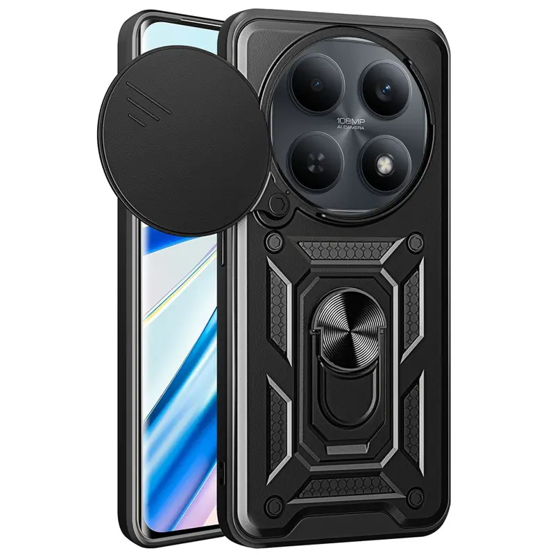 Чехол Ummi Camshield Serge Ring для Xiaomi Redmi Note 15 (EU) / Poco M8 5G, Черный / Black, TPU+PC, купить оптом с доставкой