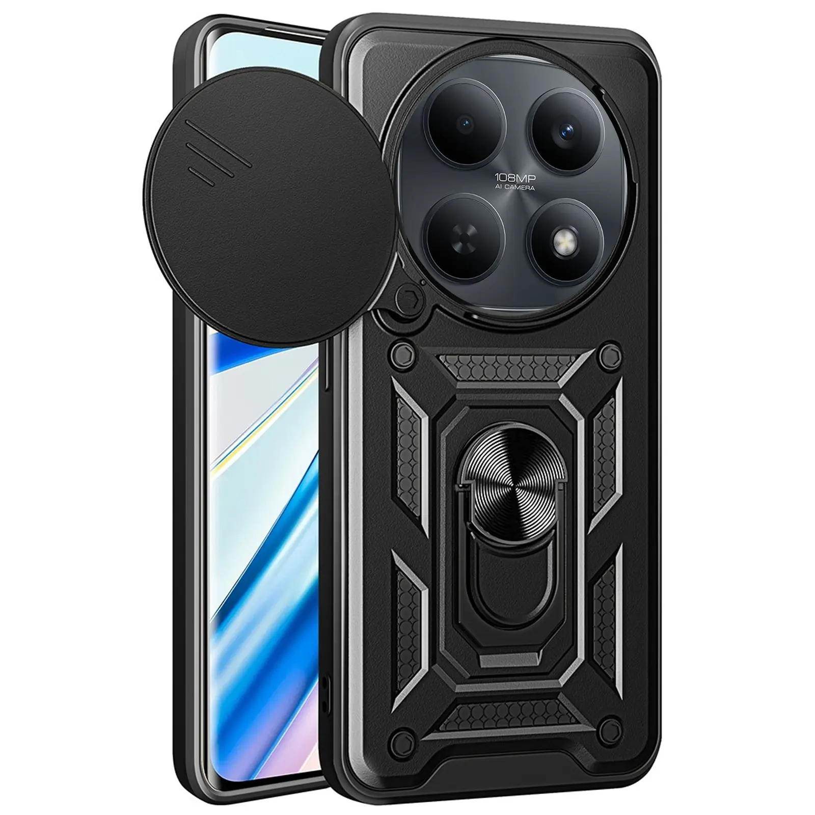 Чехол Ummi Camshield Serge Ring для Xiaomi Redmi Note 15 (EU) / Poco M8 5G, Черный / Black, TPU+PC, купить оптом с доставкой