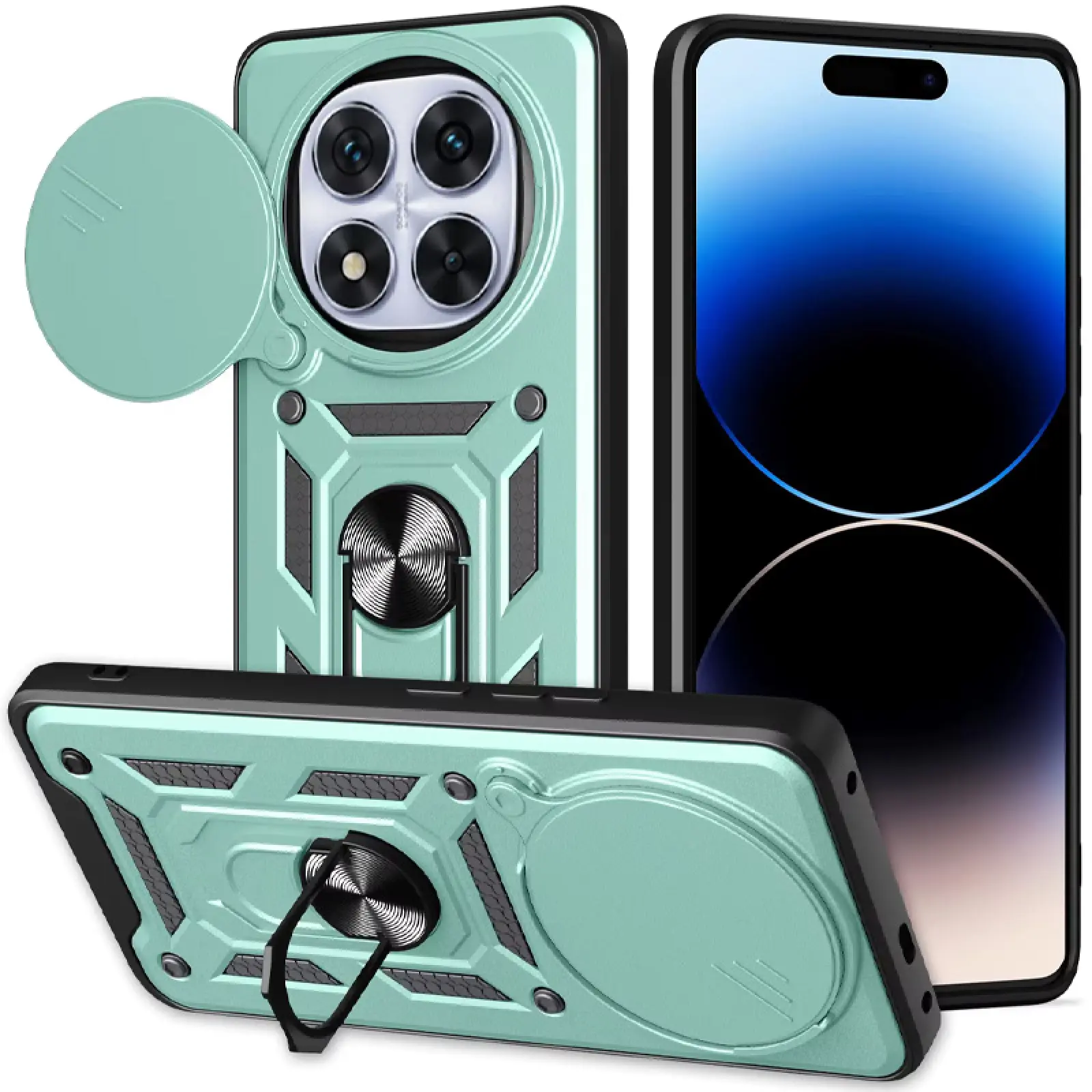 Чехол Ummi Camshield Serge Ring для Xiaomi Redmi Note 15 Pro 4G, Зеленый / Green, TPU+PC, купить оптом с доставкой