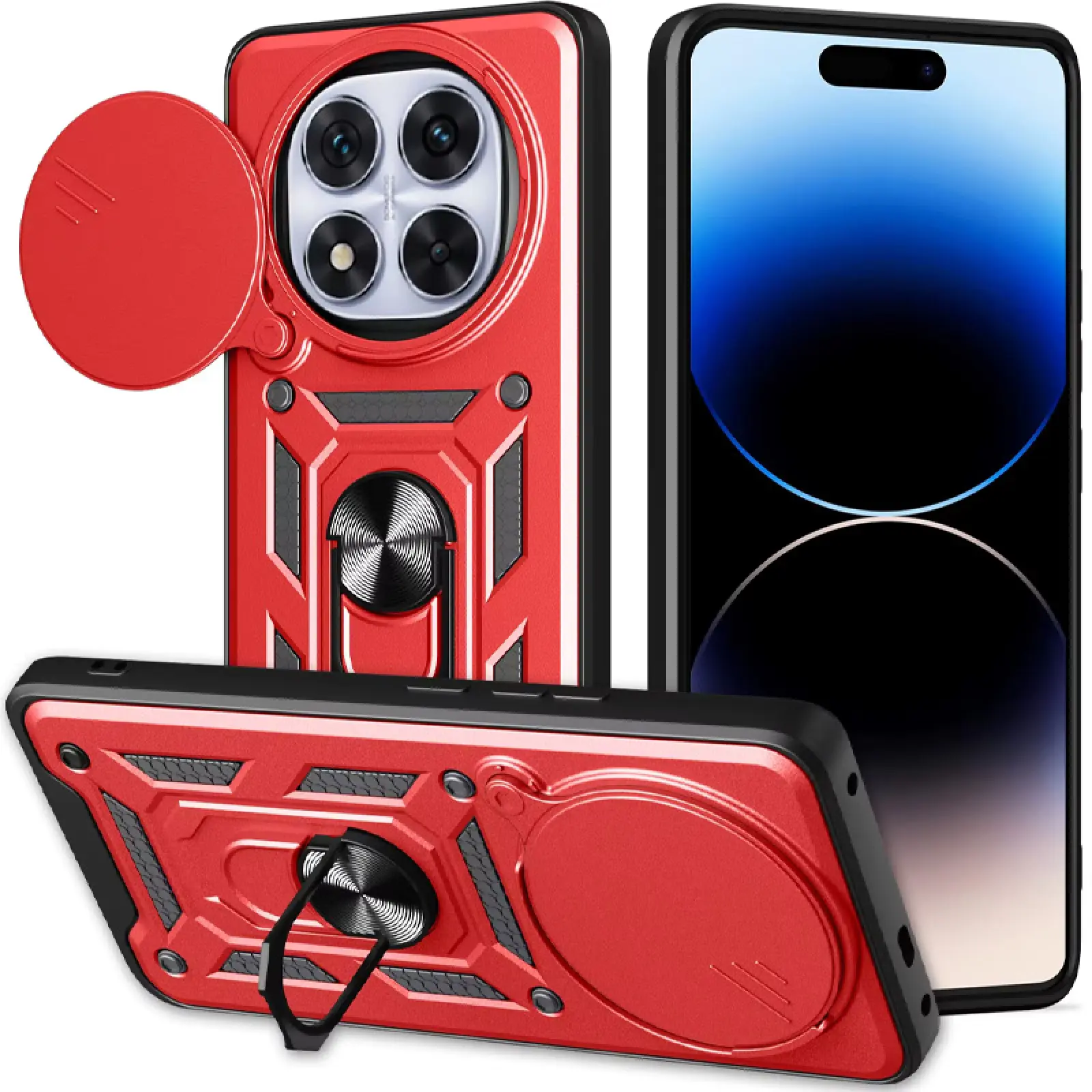 Чехол Ummi Camshield Serge Ring для Xiaomi Redmi Note 15 Pro 4G, Красный / Red 1, TPU+PC, купить оптом с доставкой