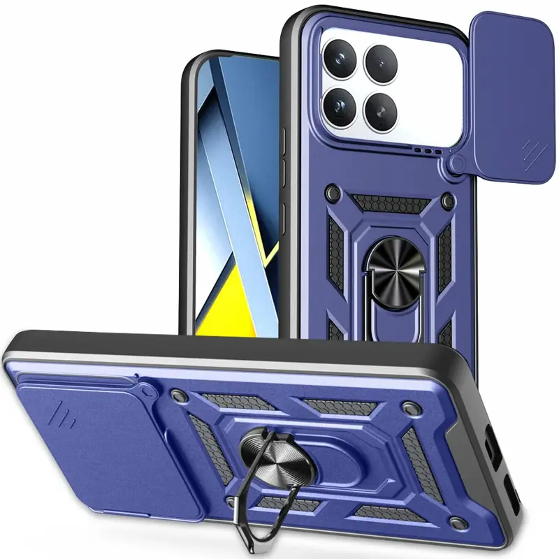 Чехол Ummi Camshield Serge Ring для Xiaomi Poco F8 Pro, Синий / Navy, TPU+PC, купить оптом с доставкой