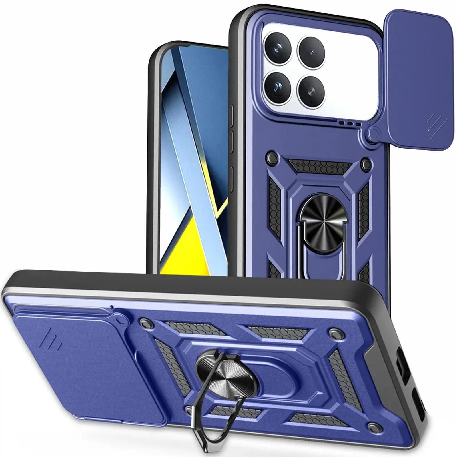 Чехол Ummi Camshield Serge Ring для Xiaomi Poco F8 Pro, Синий / Navy, TPU+PC, купить оптом с доставкой