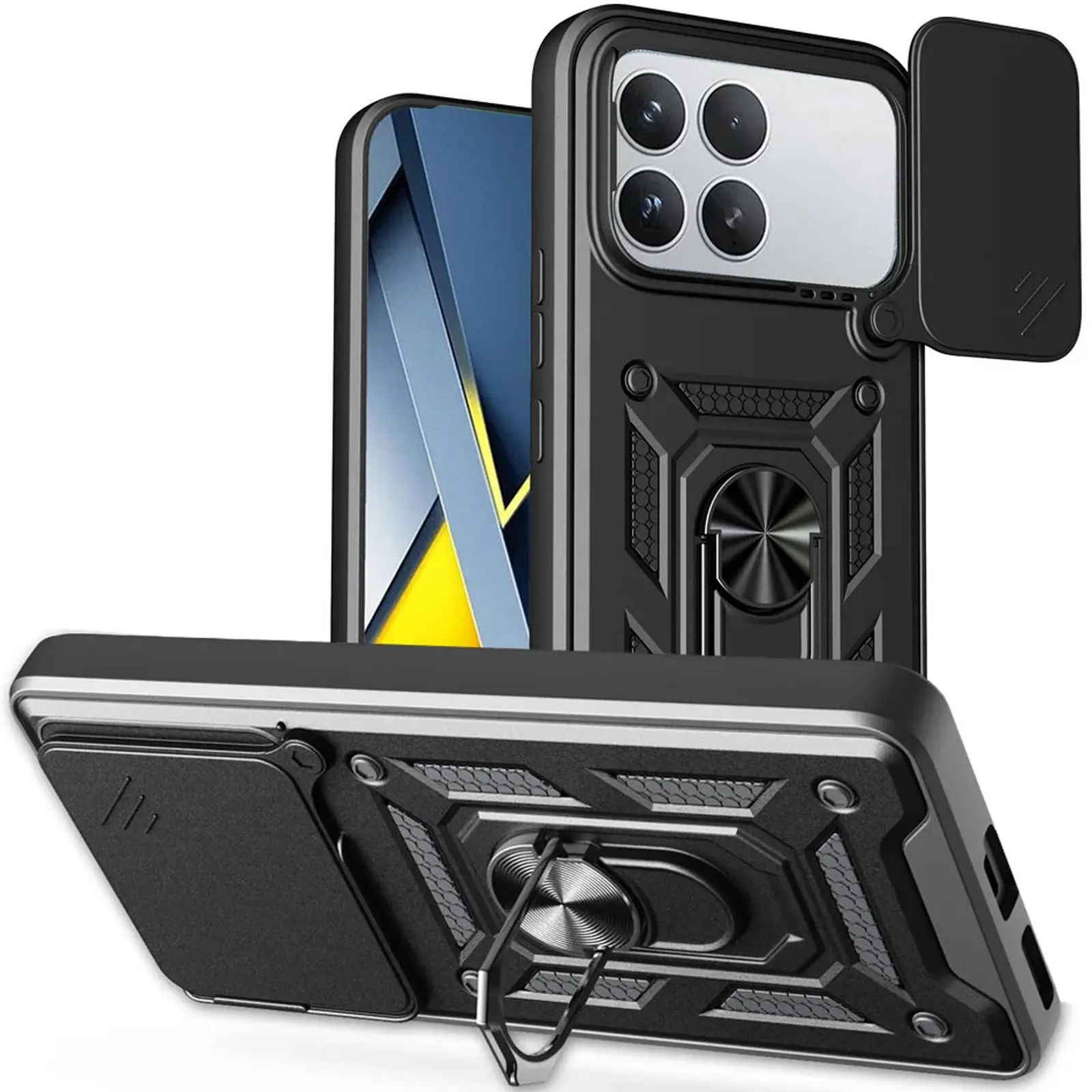 Чехол Ummi Camshield Serge Ring для Xiaomi Poco F8 Pro, Черный / Black, TPU+PC, купить оптом с доставкой