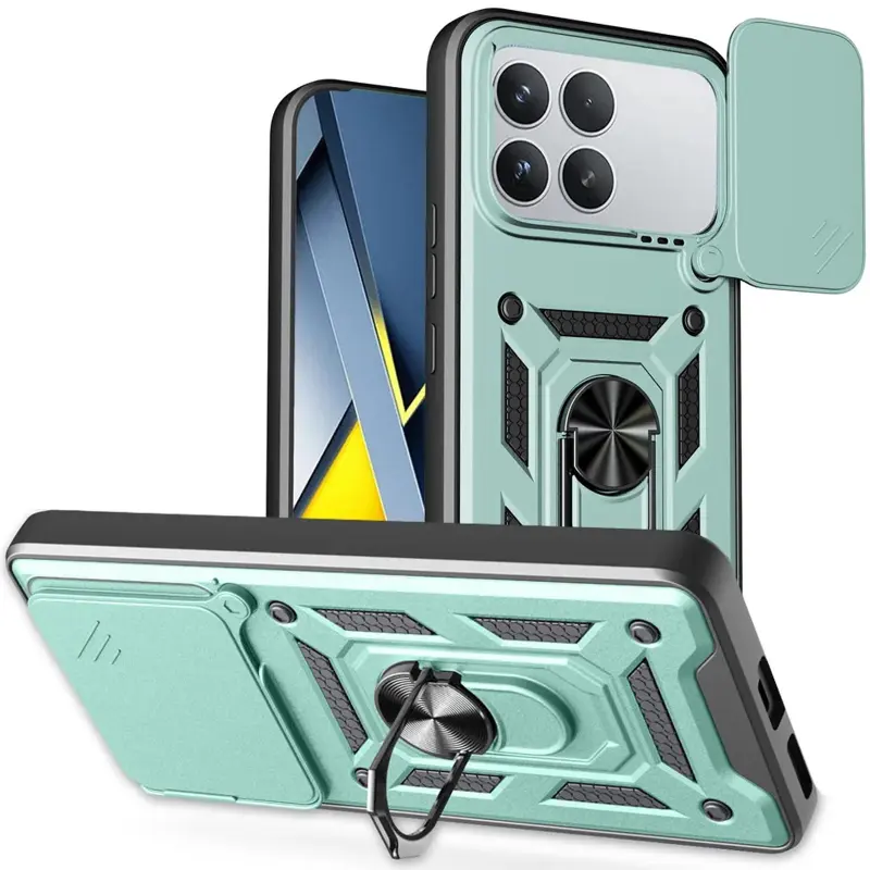 Чехол Ummi Camshield Serge Ring для Xiaomi Poco F8 Pro, Зеленый / Green, TPU+PC, купить оптом с доставкой