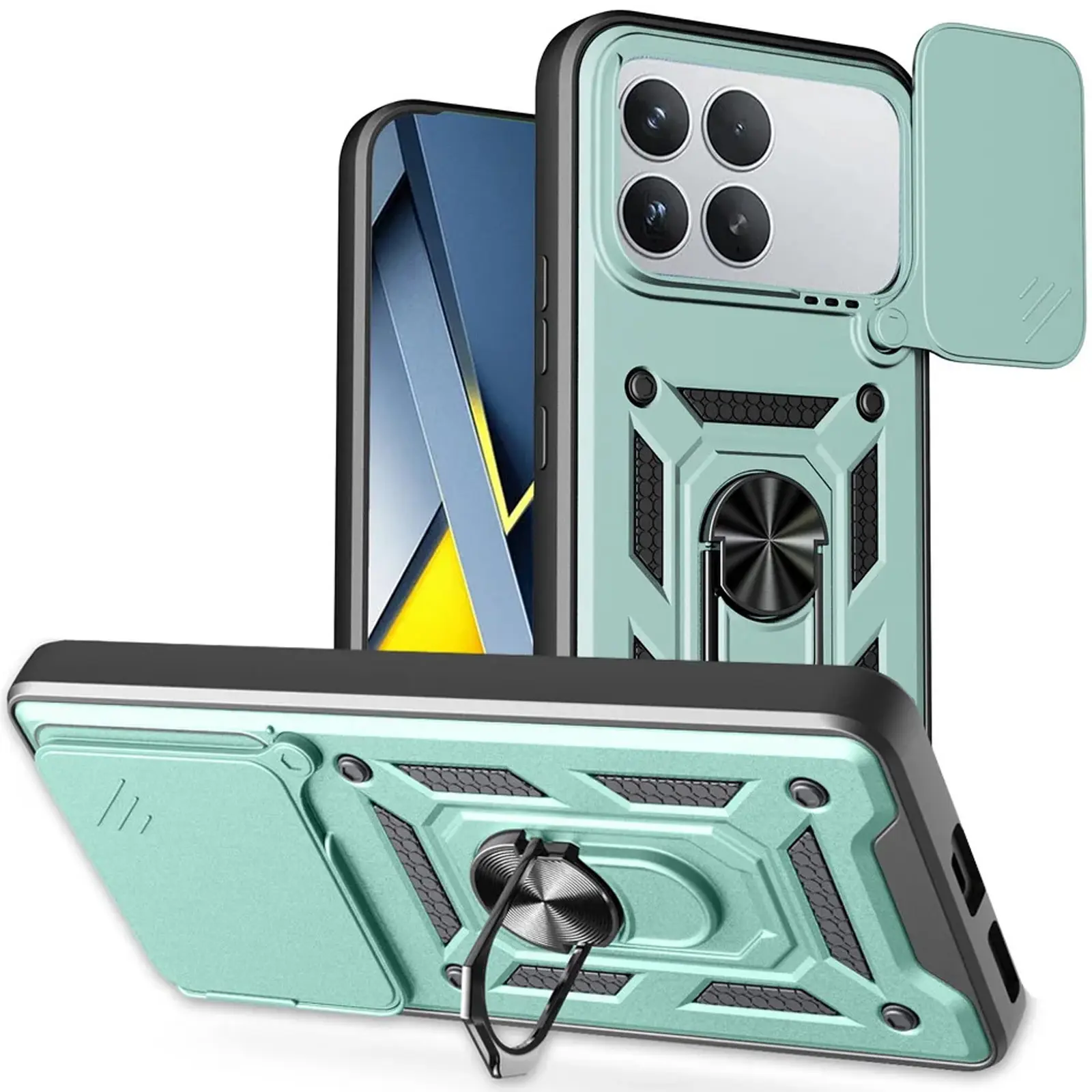 Чехол Ummi Camshield Serge Ring для Xiaomi Poco F8 Pro, Зеленый / Green, TPU+PC, купить оптом с доставкой