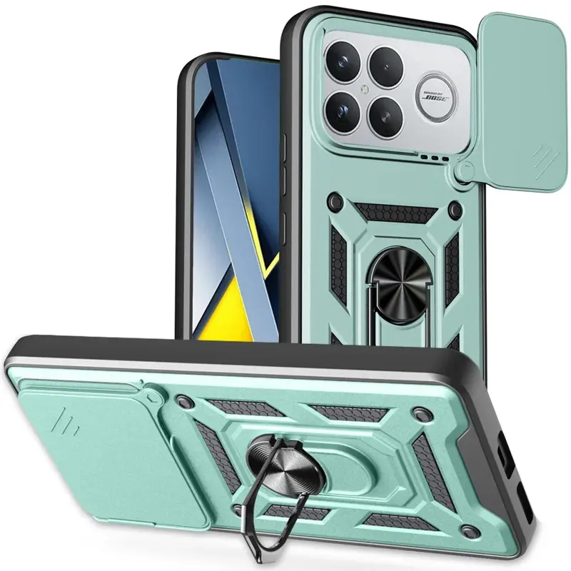Чехол Ummi Camshield Serge Ring для Xiaomi Poco F8 Ultra, Зеленый / Green, TPU+PC, купить оптом с доставкой