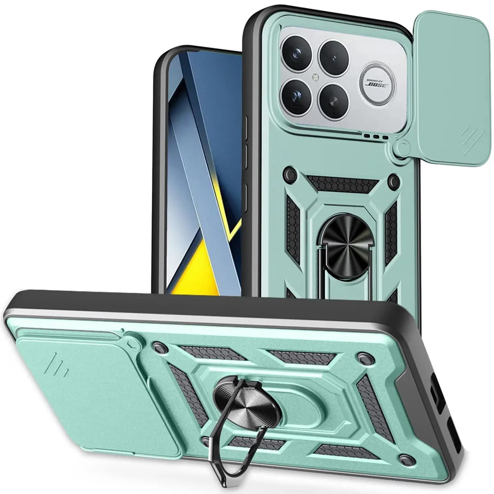 Чехол Ummi Camshield Serge Ring для Xiaomi Poco F8 Ultra, Зеленый / Green, TPU+PC, купить оптом с доставкой