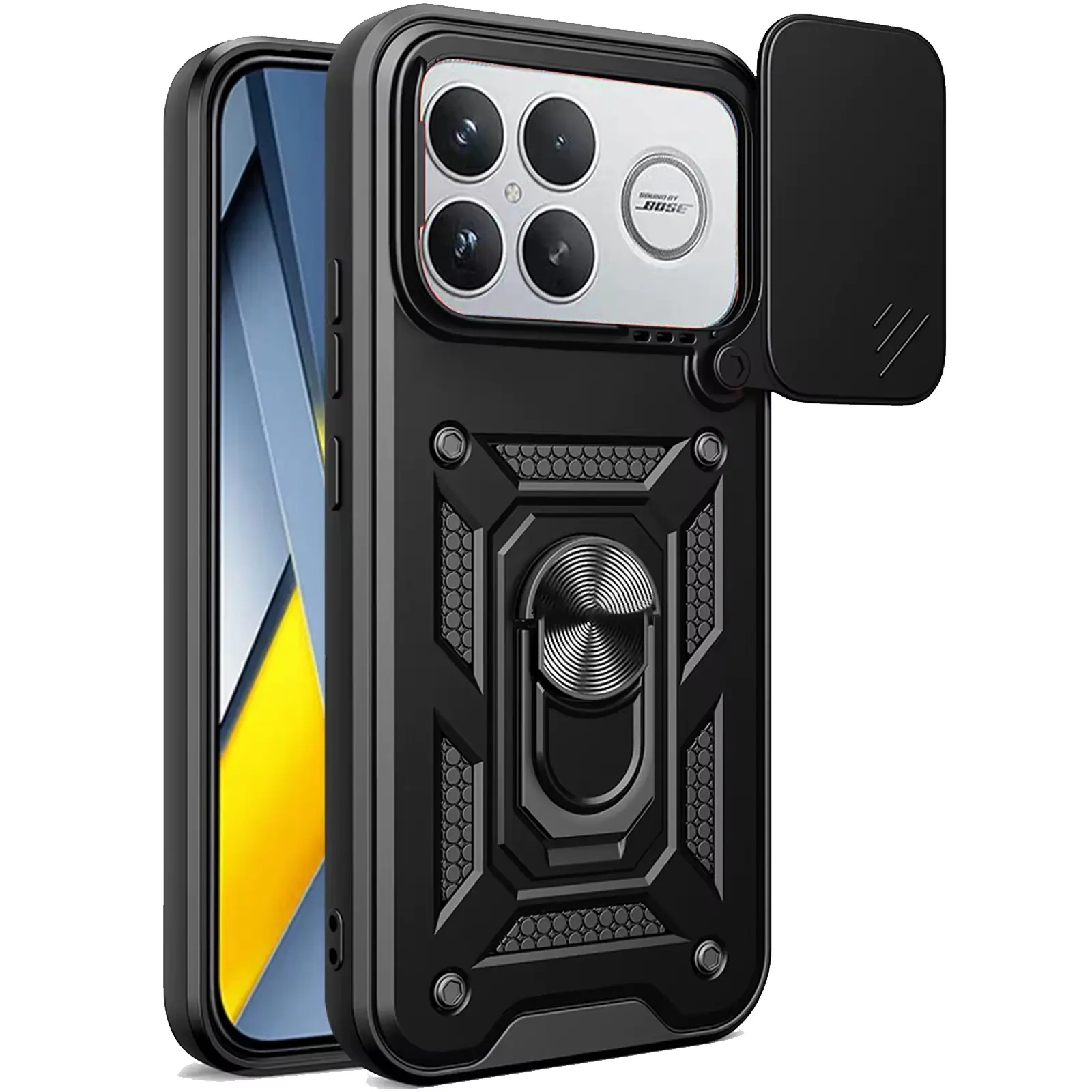 Чохол Ummi Camshield Serge Ring для Xiaomi Poco F8 Ultra, Чорний / Black 1, TPU+PC, купити оптом з доставкою