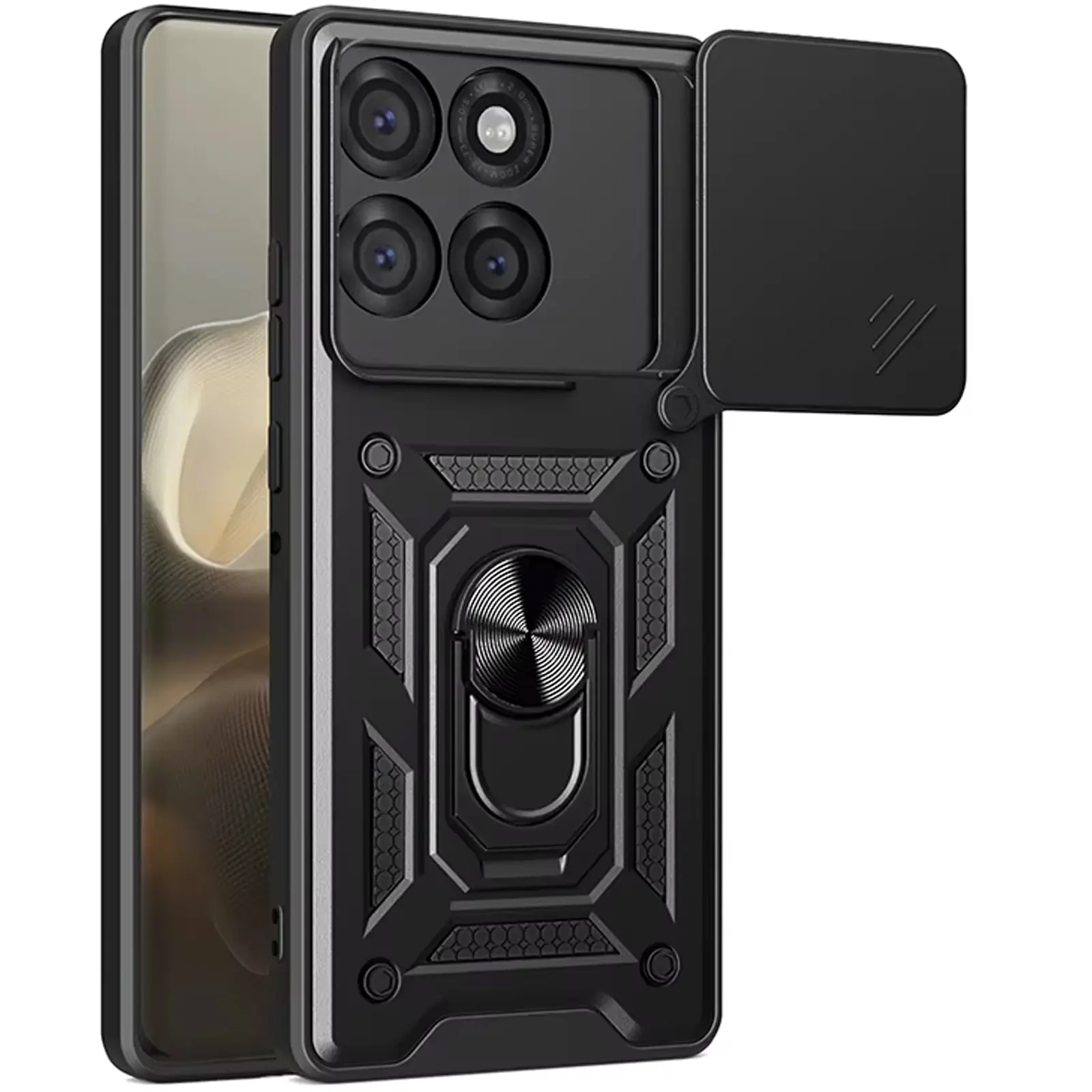 Чехол Ummi Camshield Serge Ring для Motorola Edge 70, Черный / Black, TPU+PC, купить оптом с доставкой
