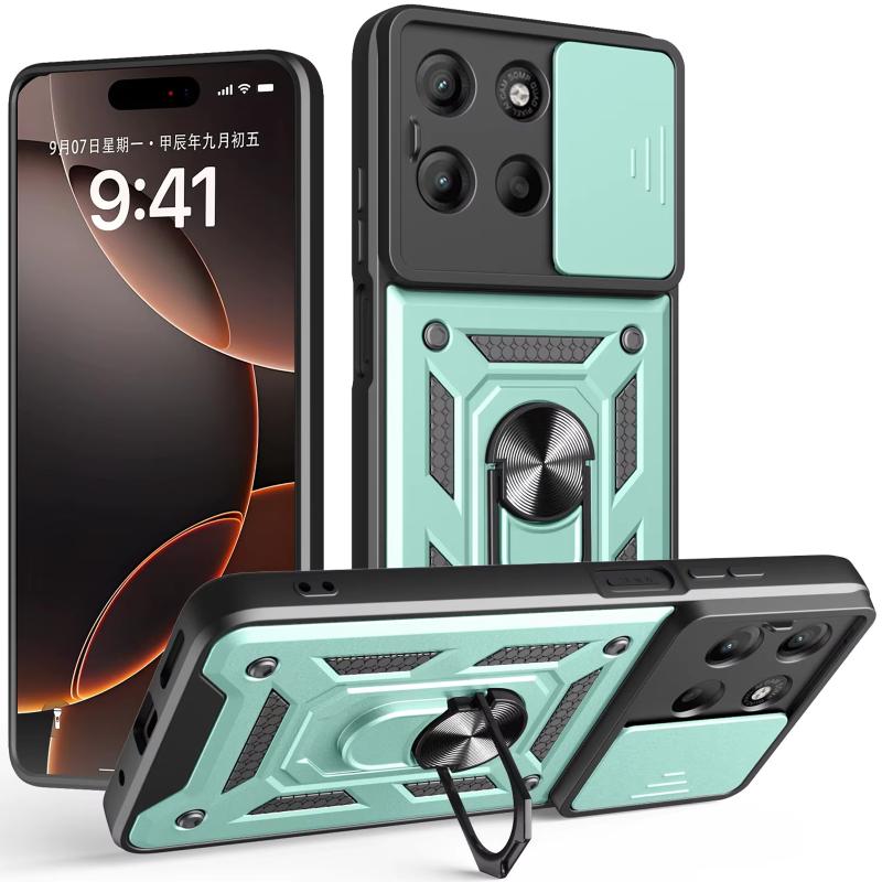 Противоударный чехол Ummi Camshield Serge Ring для Motorola Moto G57 Power | Бронированый с кольцом-подставкой на картинке №2