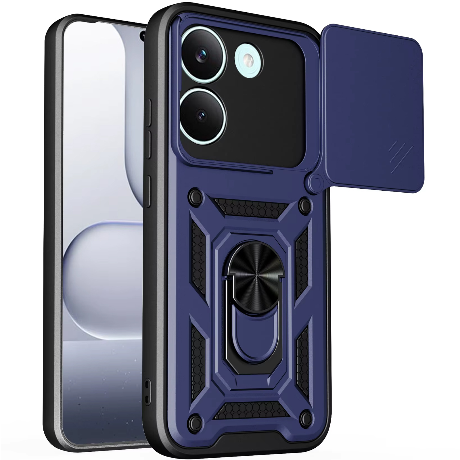Чехол Ummi Camshield Serge Ring для Xiaomi Poco X8 Pro, Синий / Navy, TPU+PC, купить оптом с доставкой