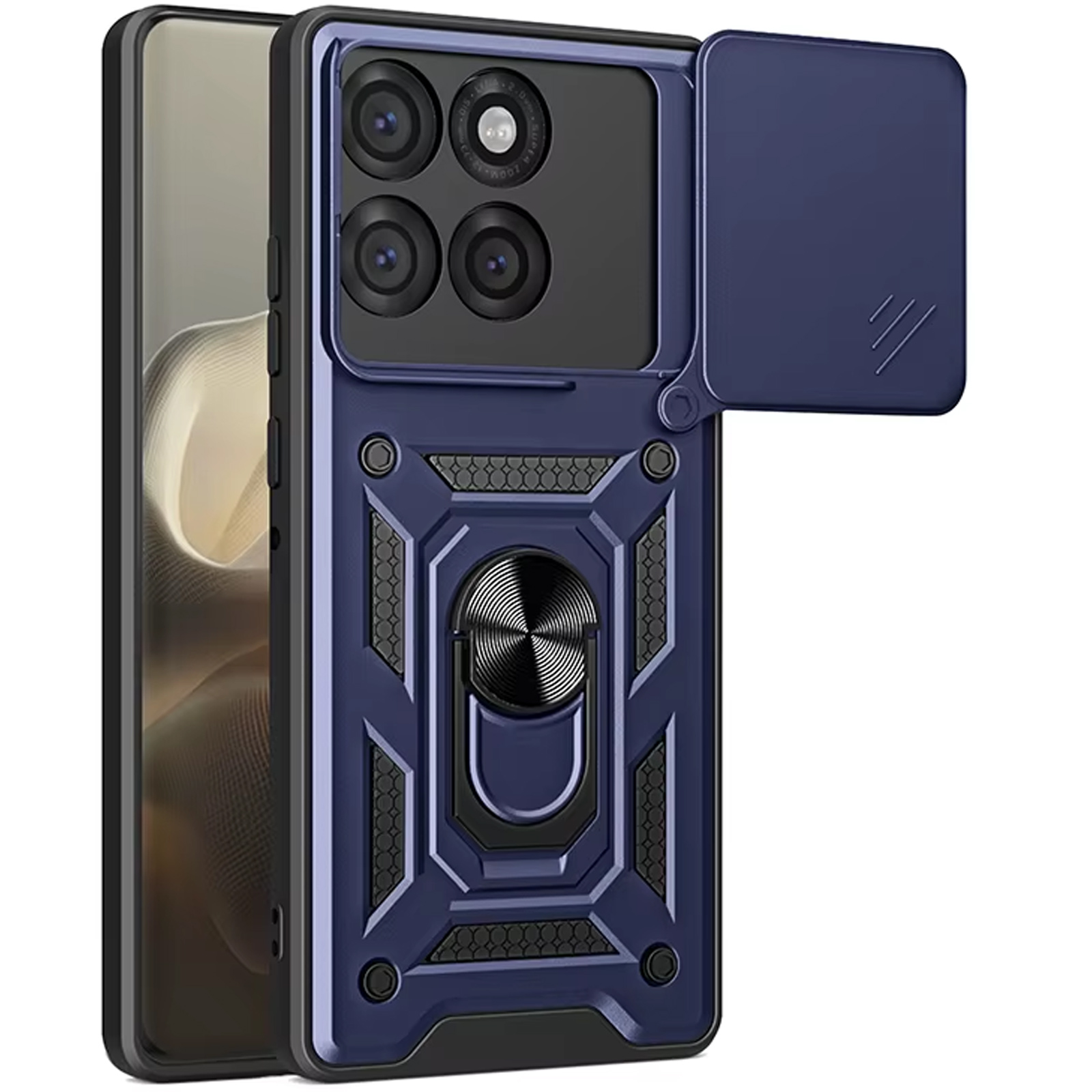 Чохол Ummi Camshield Serge Ring для Motorola Moto G67 / G77, Синій / Navy, TPU+PC, купити оптом з доставкою