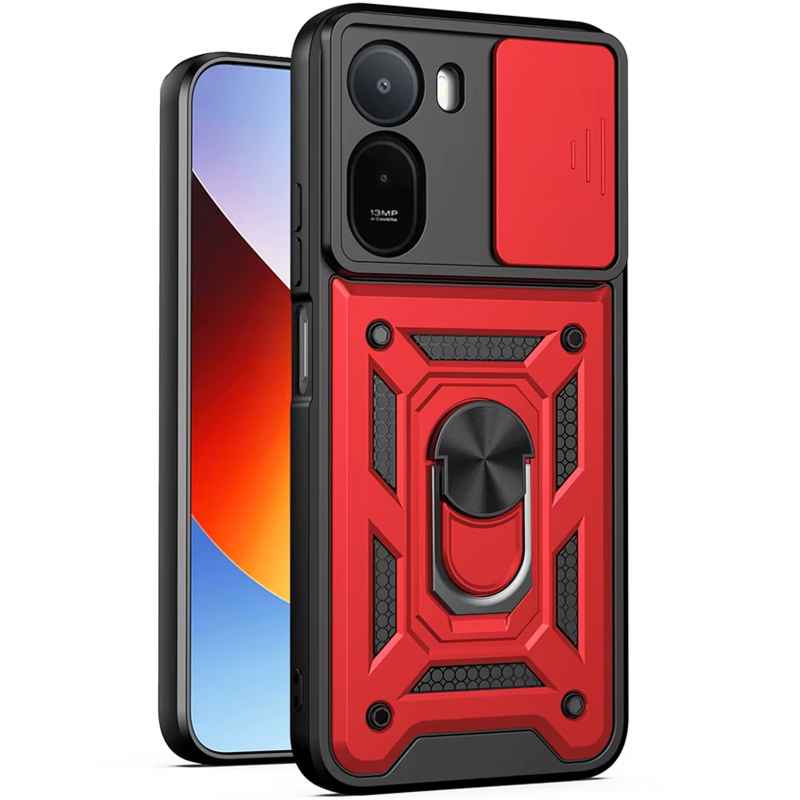 Чехол Ummi Camshield Serge Ring для Xiaomi Redmi A7 Pro 4G / Poco C81, Красный / Red, TPU+PC, купить оптом с доставкой