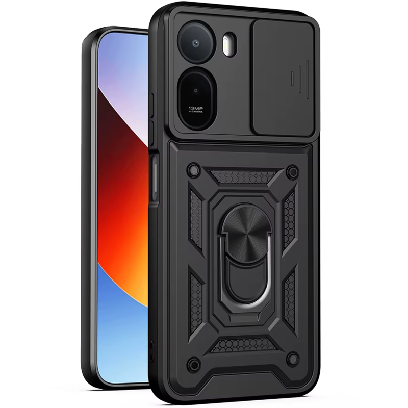 Чехол Ummi Camshield Serge Ring для Xiaomi Redmi A7 Pro 4G / Poco C81, Черный / Black, TPU+PC, купить оптом с доставкой