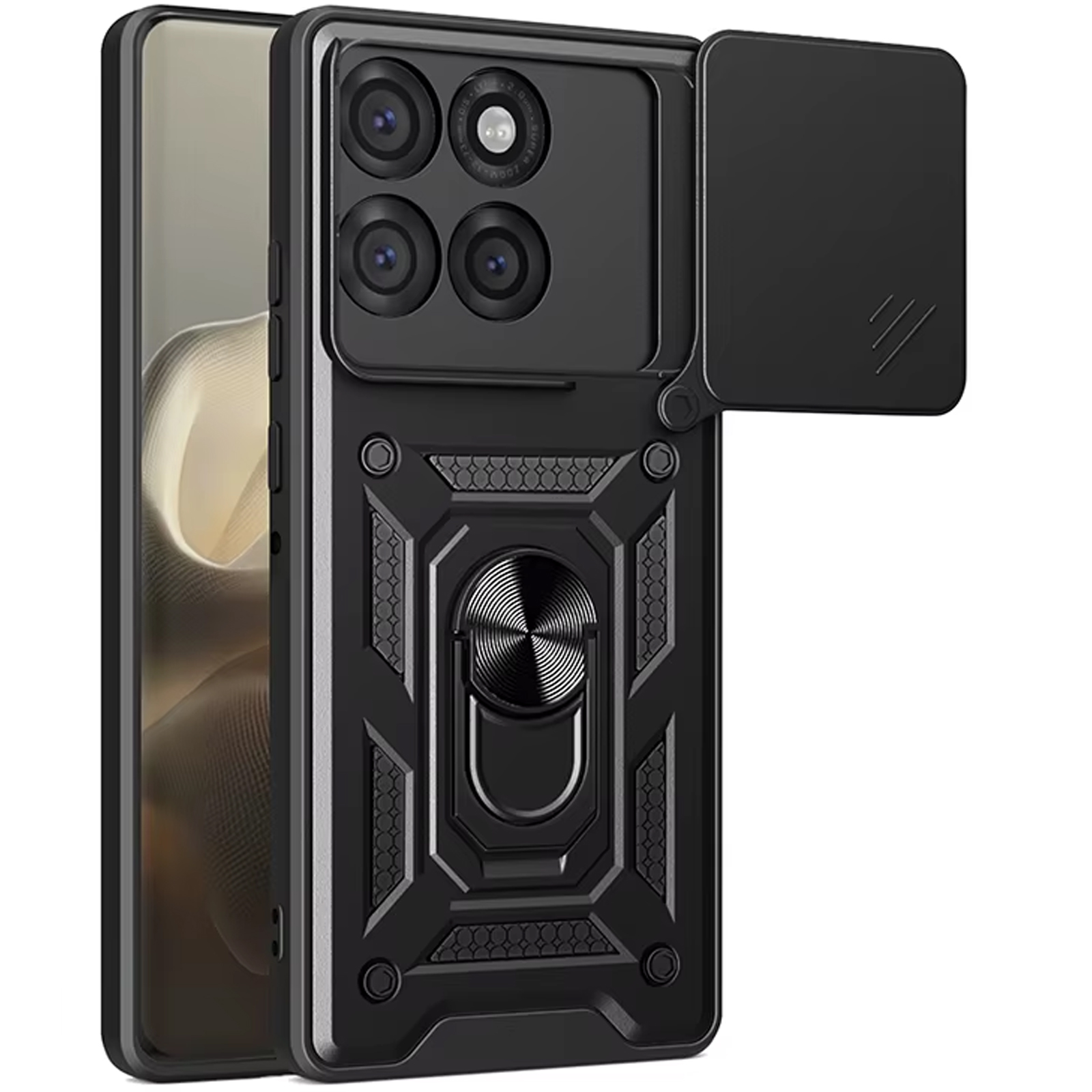 Чохол Ummi Camshield Serge Ring для Motorola Edge 70 Fusion / 70 Fusion+, Чорний / Black, TPU+PC, купити оптом з доставкою