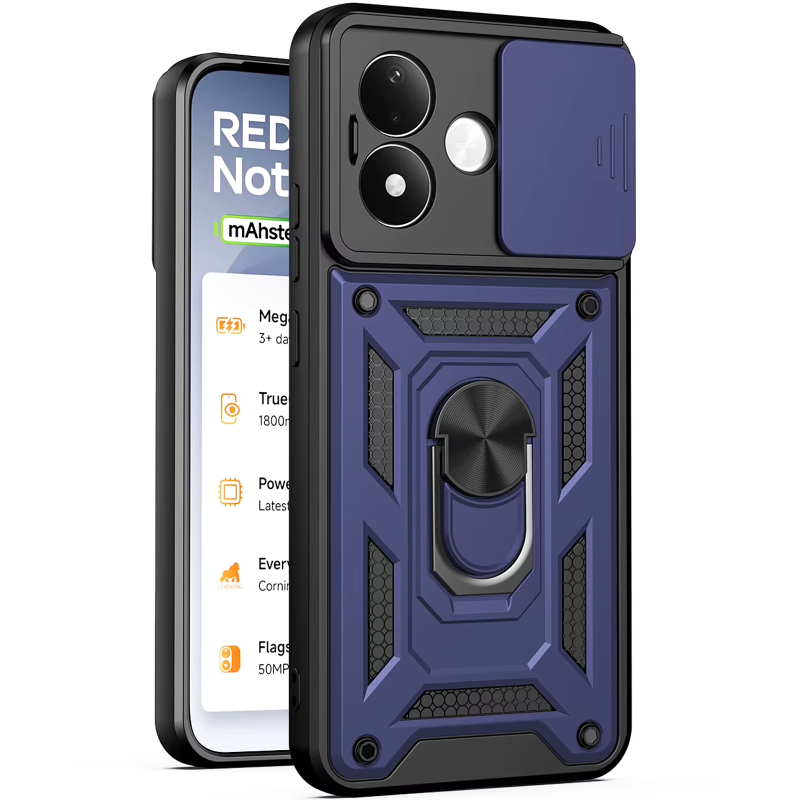 Чехол Ummi Camshield Serge Ring для Xiaomi Redmi Note 17, Синий / Navy, TPU+PC, купить оптом с доставкой