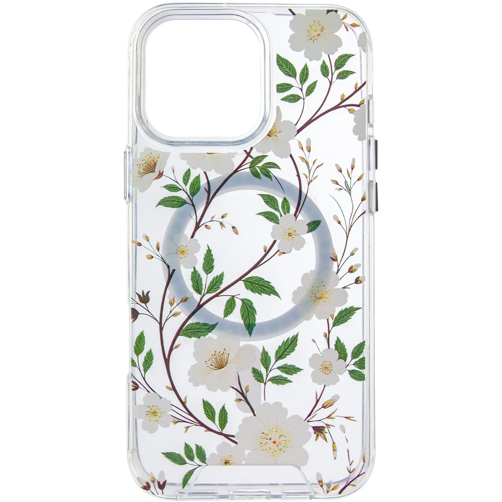 TPU+PC чехол Clear Garden with MagSafe для Apple iPhone 16 Pro Max (6.9"), White Gardenia 1, TPU+PC, купить оптом с доставкой