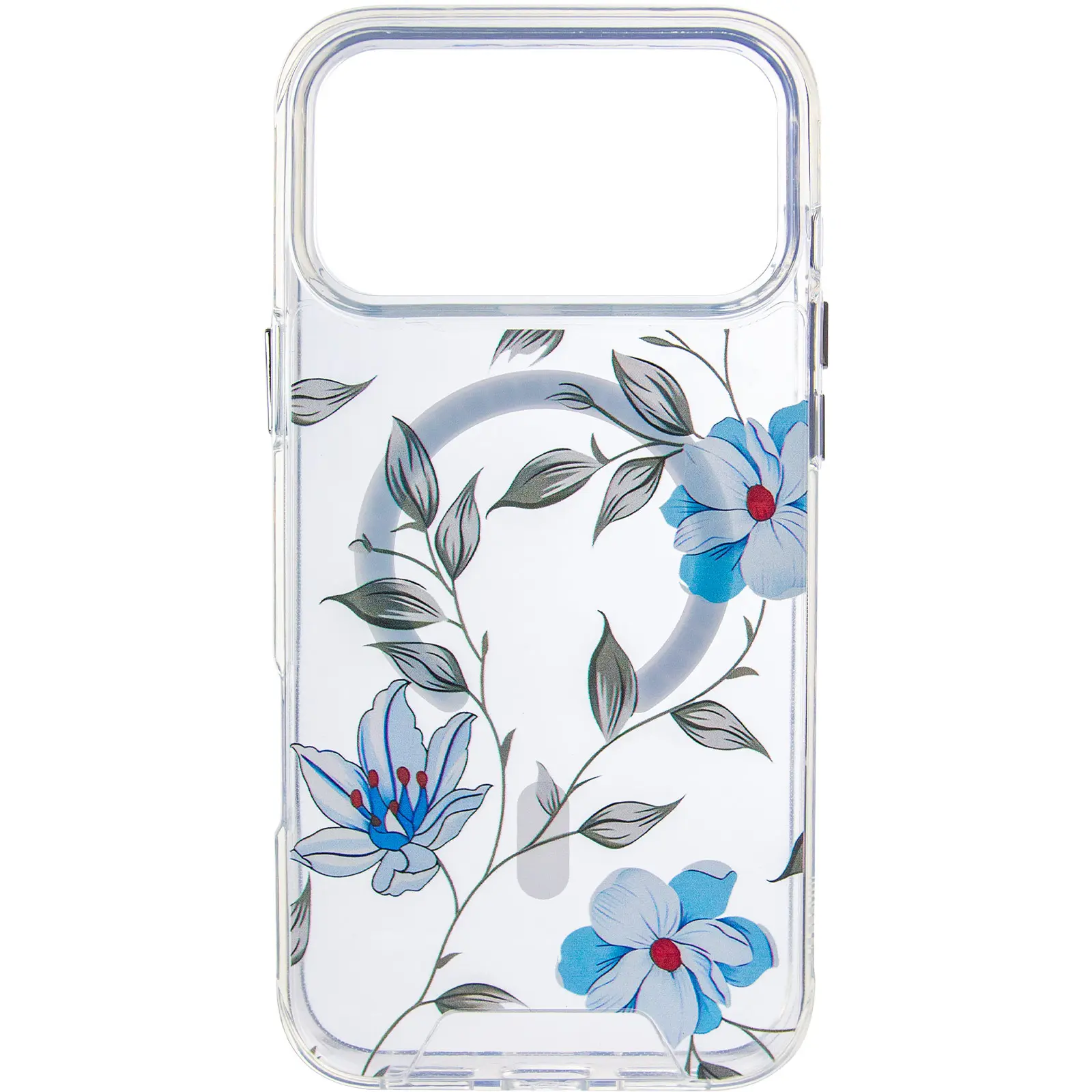 TPU+PC чехол Clear Garden with MagSafe для Apple iPhone 17 Pro Max (6.9"), Blue Blossom 2, TPU+PC, купить оптом с доставкой