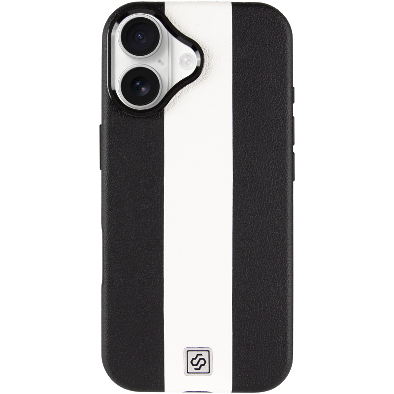 Шкіряний чохол Rally with Magnetic Fit для Apple iPhone 17 (6.3"), Black / White 1, Штучна шкіра, купити оптом з доставкою
