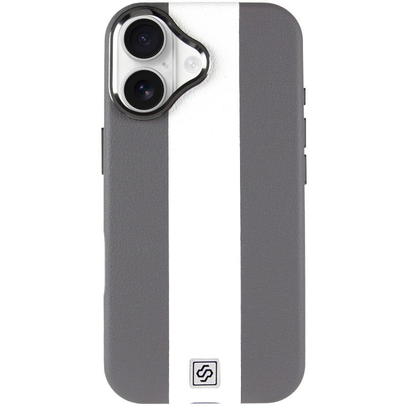 Шкіряний чохол Rally with Magnetic Fit для Apple iPhone 17 (6.3"), Grey / White 1, Штучна шкіра, купити оптом з доставкою