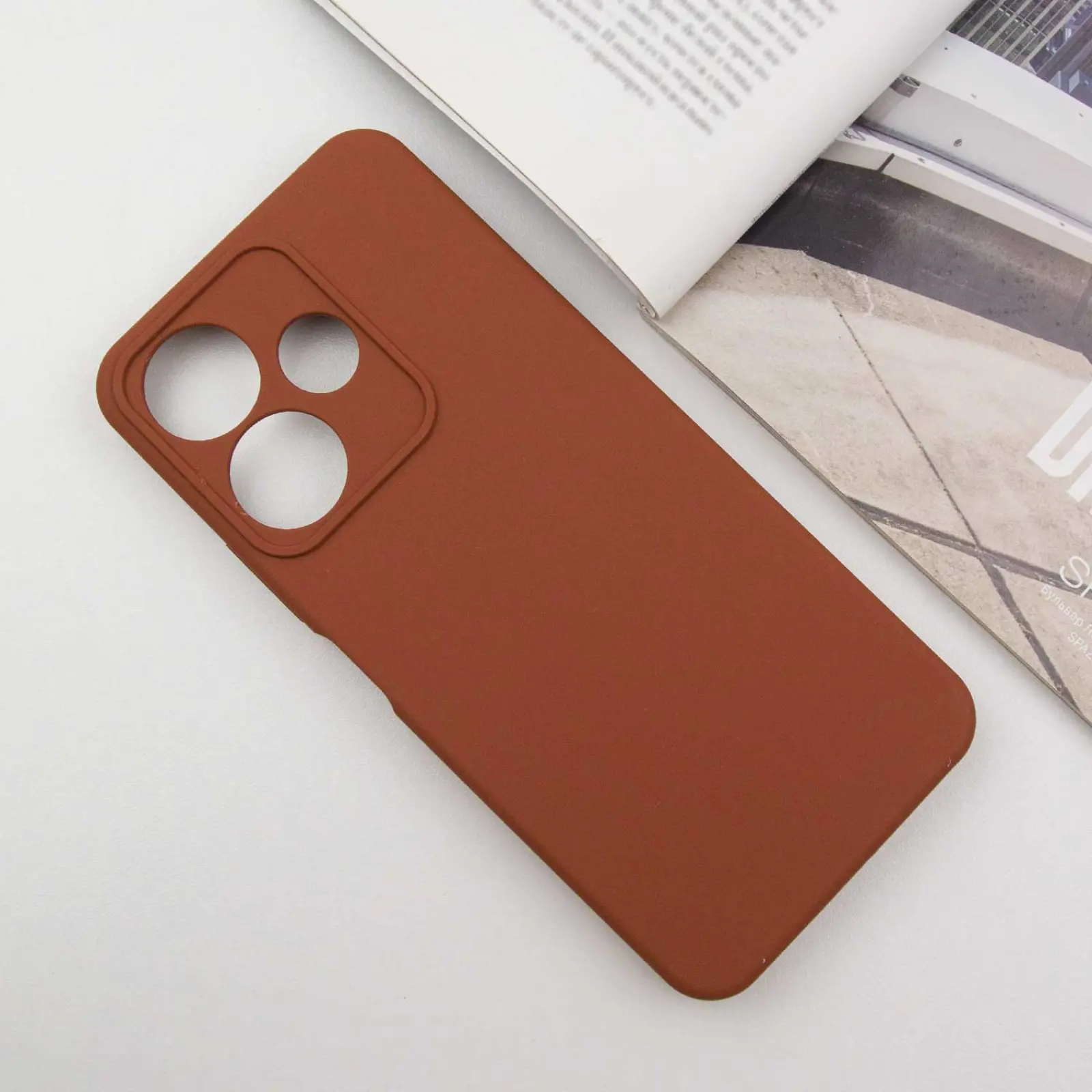 Чехол Silicone Cover Ummi Lakshmi Full Camera (AA) для Xiaomi Redmi 13 4G / Poco M6 4G, Коричневый / Brown 1, Силикон, купить оптом с доставкой