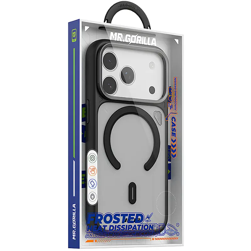 TPU+PC чехол Blueo Frosted Heat Dissipation Stand with MagSafe для Apple iPhone 17 Pro (6.3"), Черный / Black 3, TPU+PC, купить оптом с доставкой