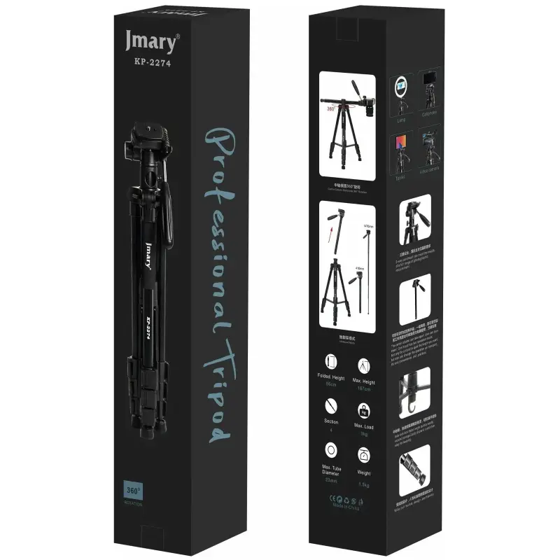 Штатив Jmary KP-2294 для съемки 58-179см 2in1 + чехол, Black 2, купить оптом с доставкой