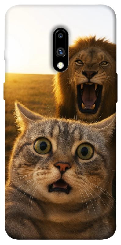 Чехол itsPrint Shocked cat and lion для OnePlus 7, животные, купить оптом с доставкой