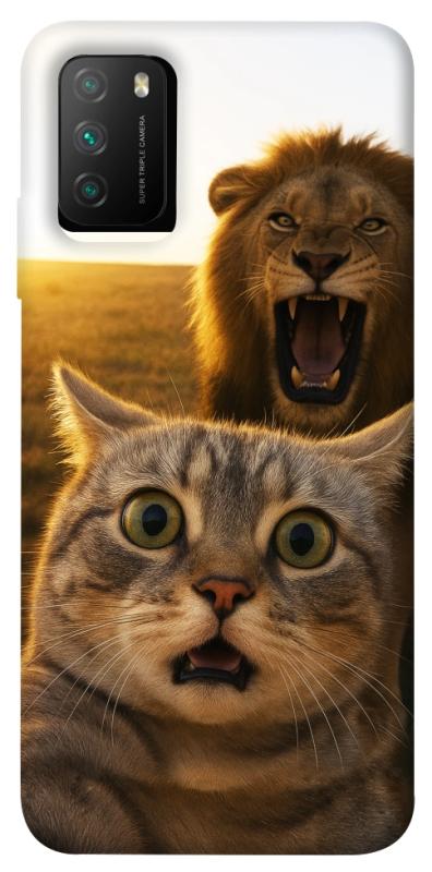 Чехол itsPrint Shocked cat and lion для Xiaomi Poco M3, животные, купить оптом с доставкой