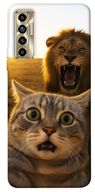 Чехол itsPrint Shocked cat and lion для TECNO Camon 17P, животные, купить оптом с доставкой