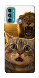 Чехол itsPrint Shocked cat and lion для Motorola Moto G60