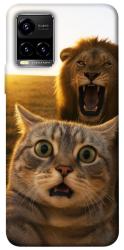 Чохол itsPrint Shocked cat and lion для Vivo Y21 / Y33s