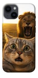 Чохол itsPrint Shocked cat and lion для Apple iPhone 14 (6.1")