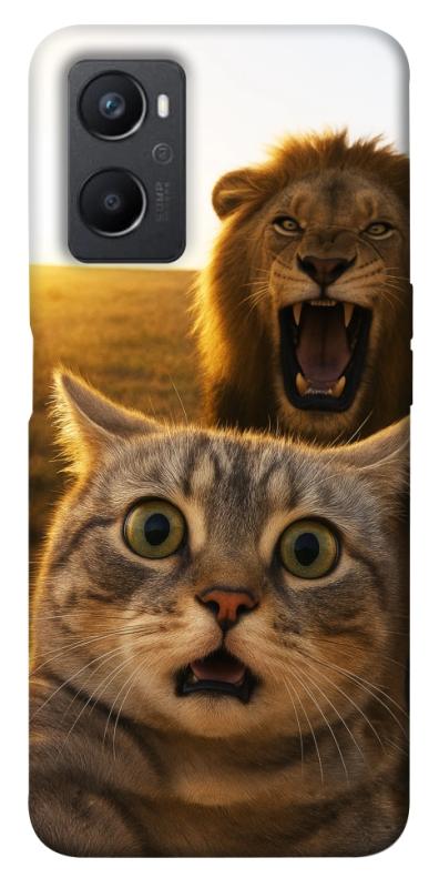 Чохол itsPrint Shocked cat and lion для Oppo A96, тварини, купити оптом з доставкою