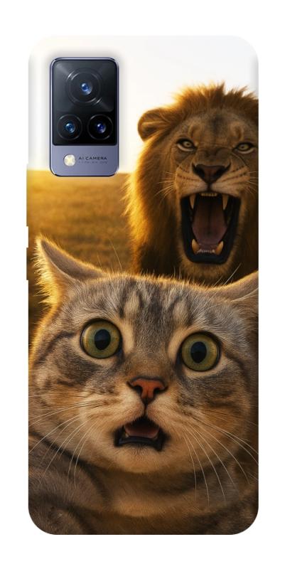 Чохол itsPrint Shocked cat and lion для Vivo V21, тварини, купити оптом з доставкою