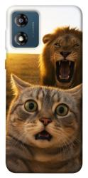 Чехол itsPrint Shocked cat and lion для Motorola Moto E13