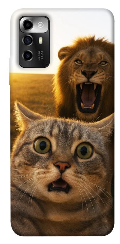 Чехол itsPrint Shocked cat and lion для ZTE Blade V40 Vita, животные, купить оптом с доставкой