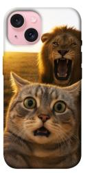 Чехол itsPrint Shocked cat and lion для Apple iPhone 15 (6.1")
