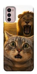 Чехол itsPrint Shocked cat and lion для Motorola Moto G42