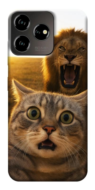 Чехол itsPrint Shocked cat and lion для ZTE Blade V50 Desing 4G, животные, купить оптом с доставкой