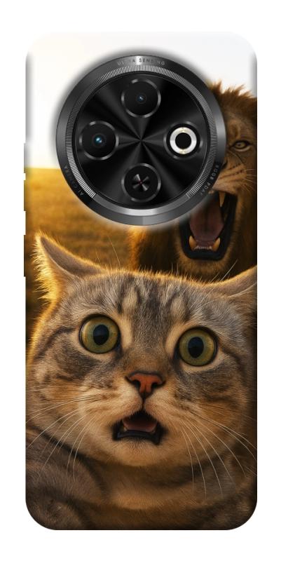 Чохол itsPrint Shocked cat and lion для TECNO Spark 30C, тварини, купити оптом з доставкою