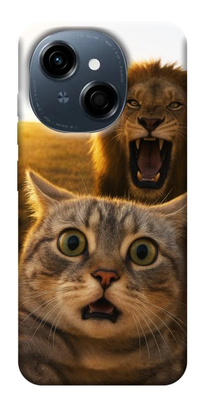 Чехол itsPrint Shocked cat and lion для TECNO Spark Go 1, животные, купить оптом с доставкой