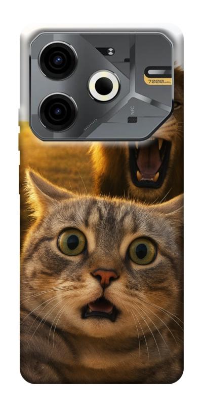 Чехол itsPrint Shocked cat and lion для TECNO Pova 6 Neo (LI6), животные, купить оптом с доставкой