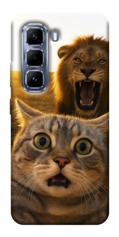Чехол itsPrint Shocked cat and lion для Infinix Hot 50 Pro, животные, купить оптом с доставкой