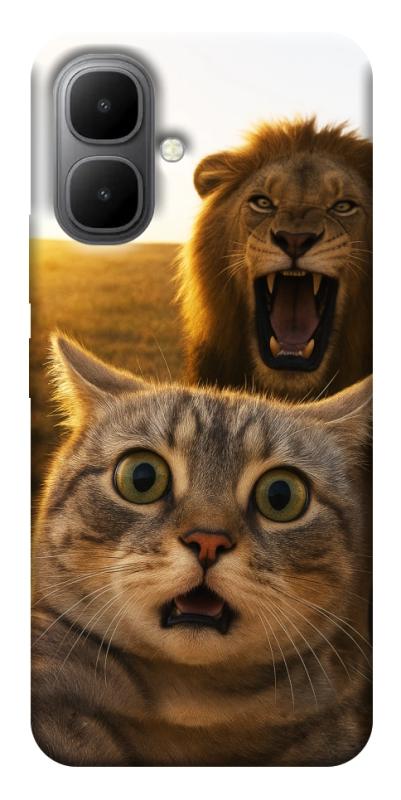 Чехол itsPrint Shocked cat and lion для Infinix Smart 10, животные, купить оптом с доставкой
