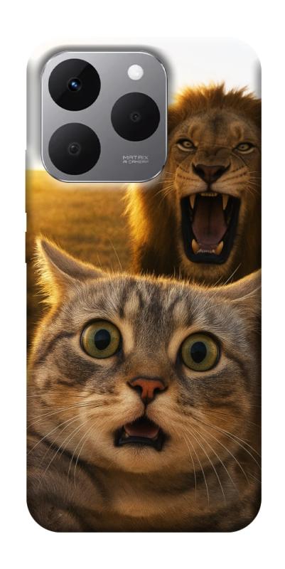 Чехол itsPrint Shocked cat and lion для Realme 15T, животные, купить оптом с доставкой