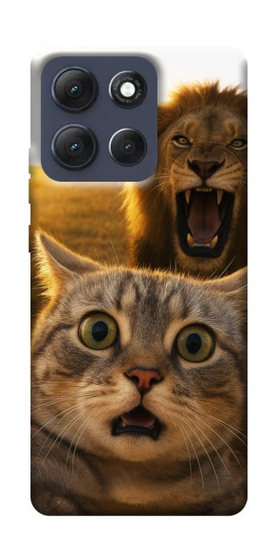 Чехол itsPrint Shocked cat and lion для Motorola Moto G86 Power, животные, купить оптом с доставкой