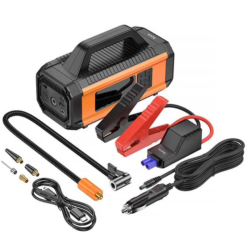 Пусковий пристрій + насос для автомобіля Hoco QS4 Intelligent Starter and Air Pump 10000 mAh на малюнкі №1