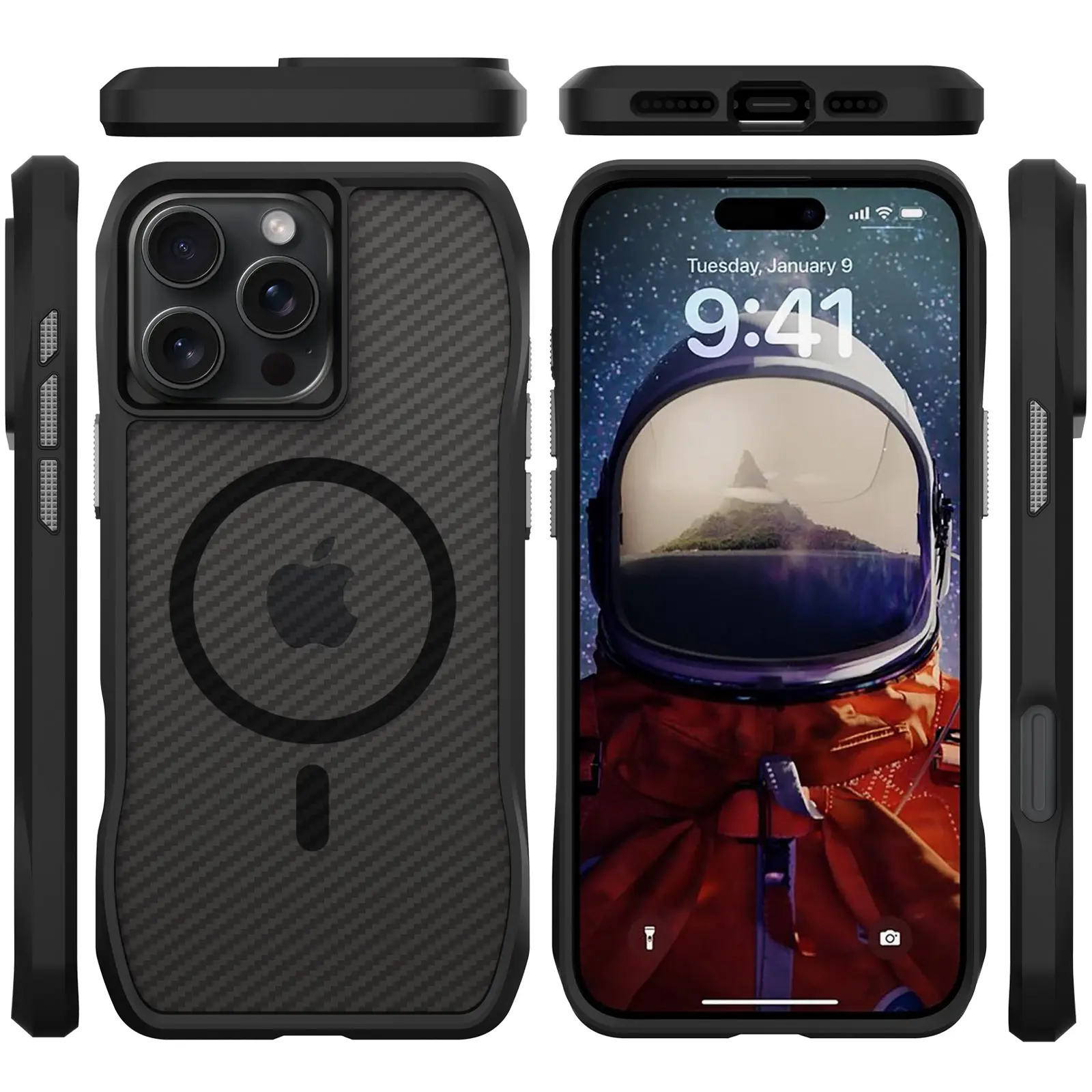 Чехол TPU Space Octagon with MagSafe для Apple iPhone 16 Pro Max (6.9"), Carbon Black 2, TPU, купить оптом с доставкой