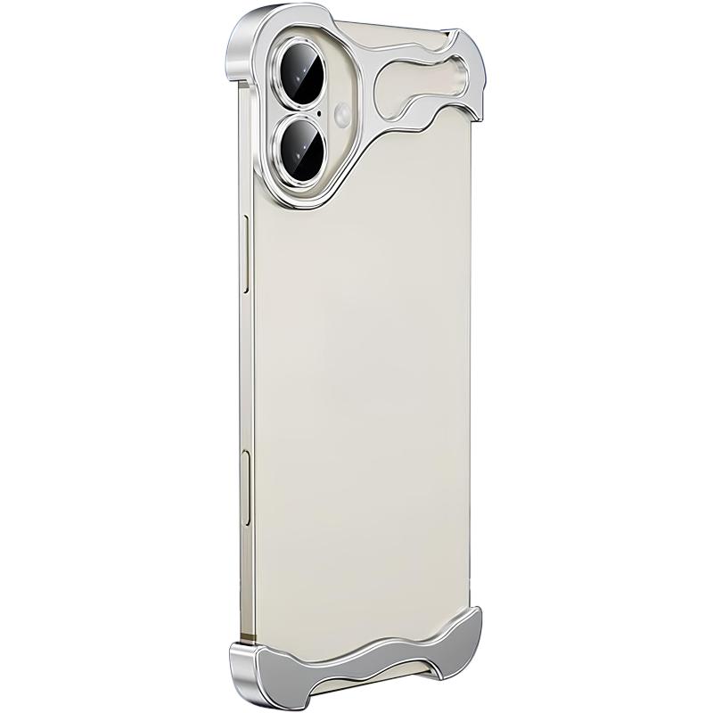 Металлический безрамочный чехол Bumper для Apple iPhone 17 (6.3) с защитой линз на картинке №1